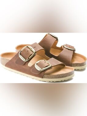 NWOT genuine Birkenstock Arizona Big Buckle Oiled Leather in Cognac sz 9 Sandals